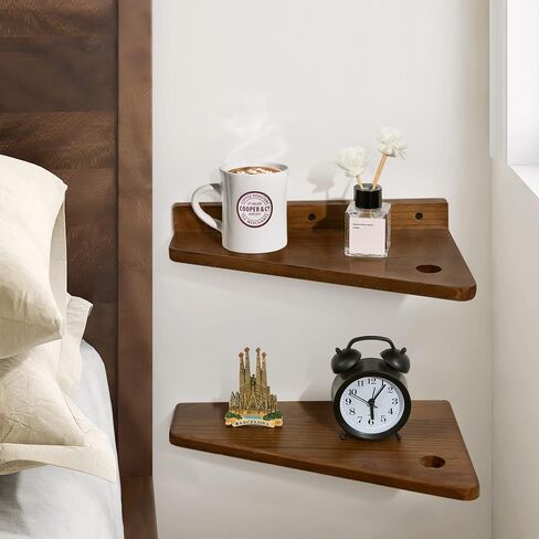 SUMGAR Floating Nightstand White Modern Bedside Table Organiser Fully Assembled Shelf Small Spaces Wall Mounted Storage Wood Furniture for Bedroom Home Decor 13 Inch Wide in Saudi Arabia