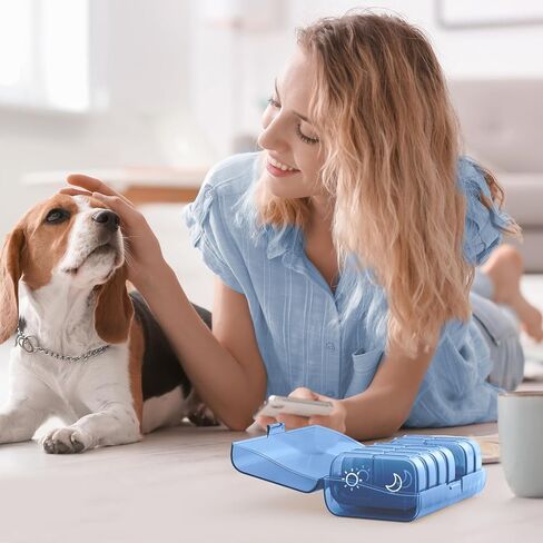 منظم حبوب الدواء الأسبوعي من AUVON XL مرتين في اليوم، صندوق حبوب منع الحمل صباحًا ومساءً 7 أيام مع تصميم فتحة كبيرة من جانب واحد لسهولة التعبئة، حقيبة حبوب سفر محمولة للأدوية والفيتامينات وزيوت السمك والمكملات الغذائية in Kuwait