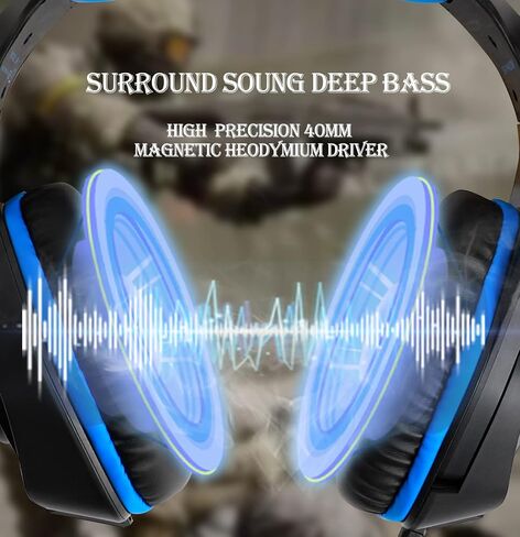 SVYHUOK Pro Gaming Headset for PC PS4 Xbox One Surround Sound Over-Ear Headphones with Mic LED Light Bass Surround Soft Memory Earmuffs for Computer Laptop Switch Games Kid’s Boy’s Teen’s Gifts in Saudi Arabia