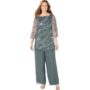 Women's Plus Size Petite Sequin Chiffon Duet Blouse in Saudi Arabia