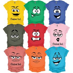 M Faces Halloween Shirt, Customizable Faces Graphic Tee, Halloween Costume Tshirts, Family and Friends Group Event Shirts Multiple Colors in Saudi Arabia