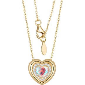 Kstyle 14k Gold Bubble Heart Birthstone Necklaces for Women, Wife Daughter Mom Grandma Anniversary Birthday Gift, Love Jewelry (925 Sterling Silver Base) Non Tarnish in Kuwait