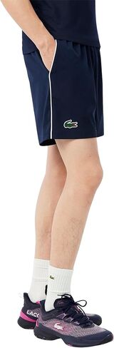Lacoste Men's Contrast Piping Shorts, Navy Blue, Small in Saudi Arabia