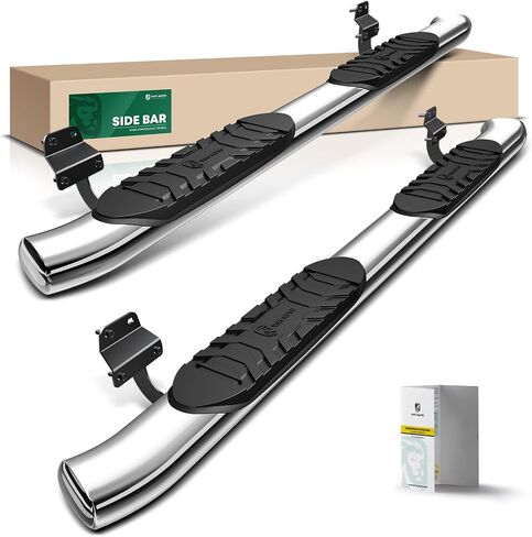 YHTAUTO 3 Inch Running Boards Side Steps Fit Ford F-150 2015-2024, Extended/Super Cab, Round 90° Bent Ends Stainless Steel Polished Chrome, Truck Cab Side Step Rails Off-Road Exterior Accessories in Saudi Arabia