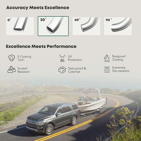 YHTAUTO 3 Inch Running Boards Side Steps Fit Ford F-150 2015-2024, Extended/Super Cab, Round 90° Bent Ends Stainless Steel Polished Chrome, Truck Cab Side Step Rails Off-Road Exterior Accessories in Saudi Arabia