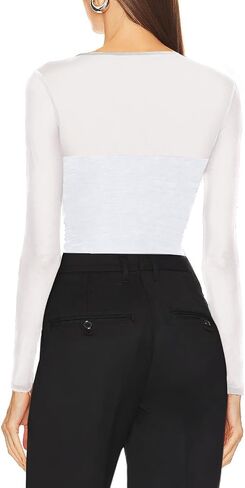 Womens Mesh Sheer Tops Long Sleeve V Neck Sexy See Through Shirts Lace Floral Blouses Y2k Layering Top in Kuwait