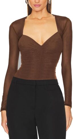 Womens Mesh Sheer Tops Long Sleeve V Neck Sexy See Through Shirts Lace Floral Blouses Y2k Layering Top in Kuwait