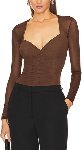 Womens Mesh Sheer Tops Long Sleeve V Neck Sexy See Through Shirts Lace Floral Blouses Y2k Layering Top in Kuwait