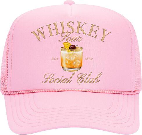 Whiskey Sour Social Club Trucker Hat | Margs Tequila Bourbon Rum Funny Cute Drinks | Premium Snapback Hat for Men & Women in Saudi Arabia
