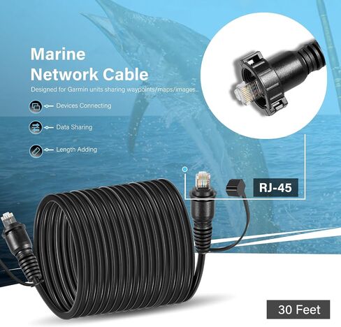 010-12531-01 Marine Network Adapter Cable Black Small to Large RJ-45 Connector Compatible with Panoptix LiveScope System，GC 200 Marine IP Camera, GLS 10 Sonar Module,GMR Fantom 54 56 124 126 254 256 in Kuwait