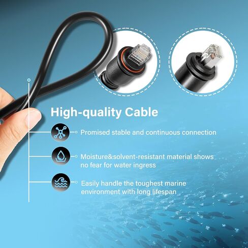 010-12531-01 Marine Network Adapter Cable Black Small to Large RJ-45 Connector Compatible with Panoptix LiveScope System，GC 200 Marine IP Camera, GLS 10 Sonar Module,GMR Fantom 54 56 124 126 254 256 in Kuwait