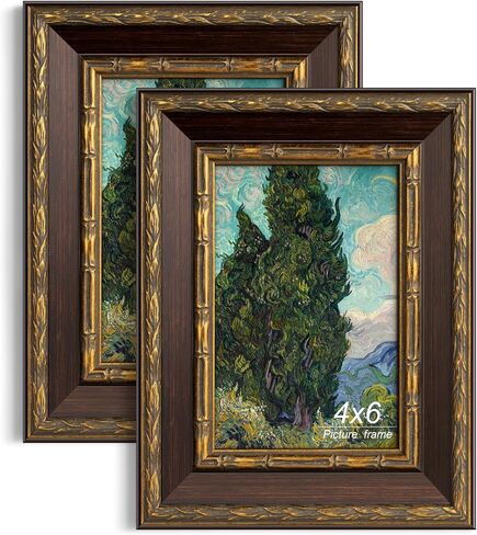 Yaetm 16x20 Vintage Picture Frame, Ornate Antique Gold 16x20 Frame for Wall, White Mat for 11x14 Photos, 1.5-inch Wide Molding - Portrait or Landscape - Wall Mount for Home (Black/Gold, 2 Pack) in Saudi Arabia