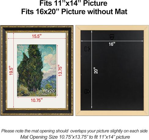 إطار صورة عتيق مقاس 16 × 20 من Yaetm، إطار ذهبي عتيق مزخرف مقاس 16 × 20 للجدار، حصيرة بيضاء للصور مقاس 11 × 14، قالب بعرض 1.5 بوصة - صورة أو منظر طبيعي - حامل على الحائط للمنزل (أسود/ذهبي، عبوتان) in Kuwait