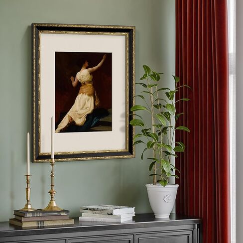 إطار صورة عتيق مقاس 16 × 20 من Yaetm، إطار ذهبي عتيق مزخرف مقاس 16 × 20 للجدار، حصيرة بيضاء للصور مقاس 11 × 14، قالب بعرض 1.5 بوصة - صورة أو منظر طبيعي - حامل على الحائط للمنزل (أسود/ذهبي، عبوتان) in Kuwait