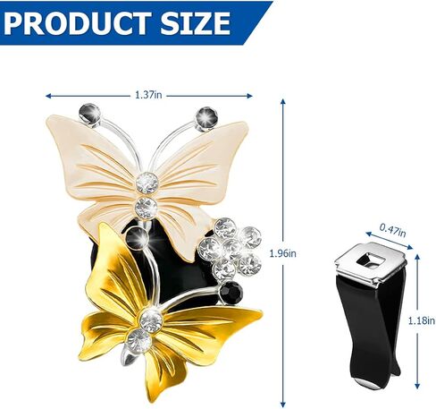 1PC Car Air Fresheners Vent Clips, Cute Dual Butterfly Diamond Rhinestone Car Vent Clip, Air Outlet Perfume Diffuser, Sparkly Bling Car Interior Decoration Accessories for Girls Women in Saudi Arabia