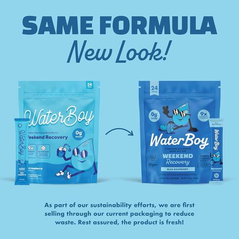 Waterboy Weekend Recovery | 3,200mg Electrolyte Powder Packets | Ginger + L-Theanine + Vitamins | No Sugar, All Natural, Gluten Free | 24 Drink Stick Mixes (Lemon Lime) in Saudi Arabia