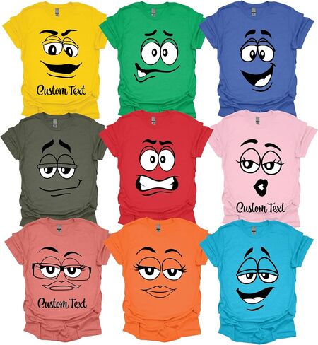 M Faces Halloween Shirt, Customizable Faces Graphic Tee, Halloween Costume Tshirts, Family and Friends Group Event Shirts Multiple Colors in Saudi Arabia