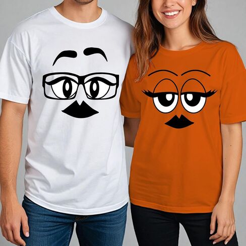 M Faces Halloween Shirt, Customizable Faces Graphic Tee, Halloween Costume Tshirts, Family and Friends Group Event Shirts Multiple Colors in Saudi Arabia
