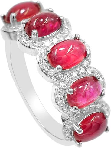 6X4 MM Natural Ruby Cabochon Ring 925 Sterling Silver July Birthstone Statement Ring Ruby Jewelry Proposal Ring Anniversary Gift For Wife in Saudi Arabia