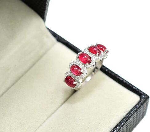 6X4 MM Natural Ruby Cabochon Ring 925 Sterling Silver July Birthstone Statement Ring Ruby Jewelry Proposal Ring Anniversary Gift For Wife in Saudi Arabia