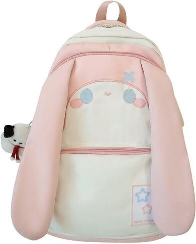 Cute Bunny Ear Backpack for Teen Girls Women Daypack for School Travel Work Casual Bookbag with Cute Pendant (Pink) in Kuwait