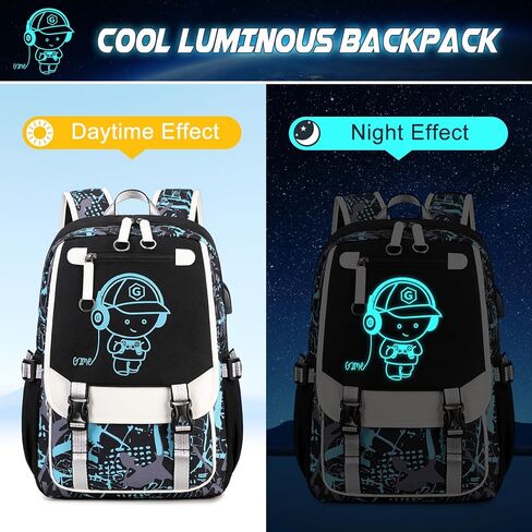 حقيبة ظهر بيفالسا للأولاد، حقيبة ظهر رائعة للأولاد المضيئة مع حقيبة حبال، صندوق غداء وحقيبة أقلام، حقائب مدرسية للأطفال والمراهقين والمدارس المتوسطة الابتدائية، حقيبة كتب تتوهج في الظلام (البرق) in Kuwait