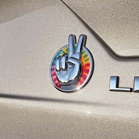 The Peace Out Tie-Dye Car Badge Emblem – ABS Resin Composite, Chrome Finish 3D Decal for Vehicle Exterior in Saudi Arabia