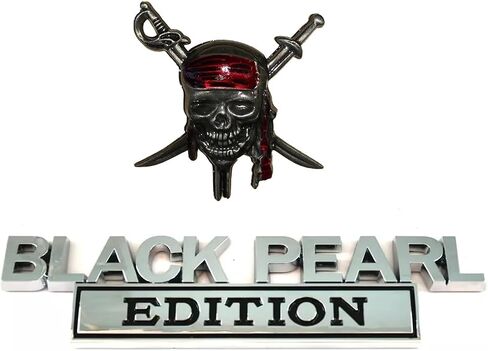 1x Pirate Plus 1x Black Pearl Edition ملصق شعار معدني بديل لشاحنة السيارة العالمية، RV، سكوتر، سيارات الدفع الرباعي (أسود وأحمر) in Kuwait