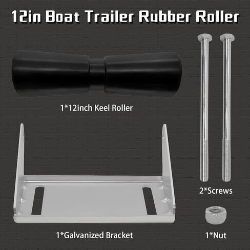 12" Boat Trailer Keel Roller Assembly Kit with Bracket and Roller Shaft, Galvanized Steel, Includes Mounting Bolts, Enhanced Rollers for Easy Launch and Smooth Transport in Saudi Arabia