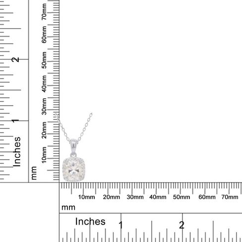 سافيرث دايموندز 1 1/2 قيراط. t.w Center 7X8MM وسادة قطع مختبر تم إنشاؤها من مويسانيتي الماس هالة قلادة من الذهب عيار 14 قيراط على الفضة الاسترليني، سلسلة 18 بوصة (VVS1 وضوح، 1.50 قيراط) in Saudi Arabia
