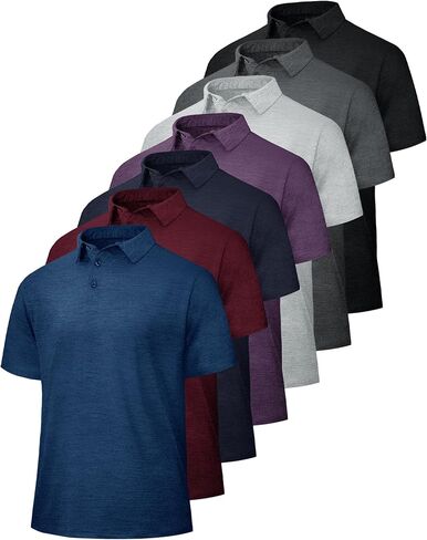 5 Pack Polo Shirts for Men - Quick Dry Moisture Wicking Performance Short Sleeve Mens Golf Shirts for Work Athletic in Kuwait