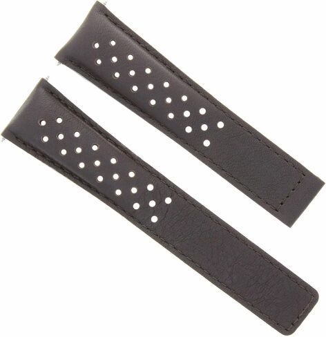 Ewatchparts Leather Watch Band Strap 22mm Compatible With Tag Heuer Monaco Deployment Clasp Brown Perforated in Saudi Arabia