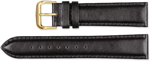 deBeer Smooth Leather Replacement Watch Band (Silver or Gold Buckle) - Black 15mm Watch Strap in Saudi Arabia