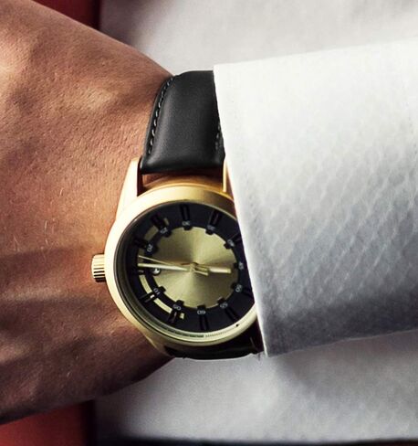 deBeer Smooth Leather Replacement Watch Band (Silver or Gold Buckle) - Black 15mm Watch Strap in Saudi Arabia