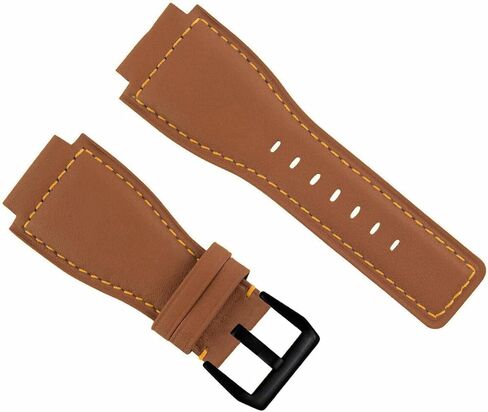 Ewatchparts 24mm Smooth Leather Watch Band Strap Compatible With Bell Ross BR01-BR03 With Black Buckle in Saudi Arabia