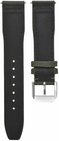 Ewatchparts 21mm Canvas Leather Watch Band Strap Compatible With IWC Pilot Top Gun Portuguese Green in Saudi Arabia