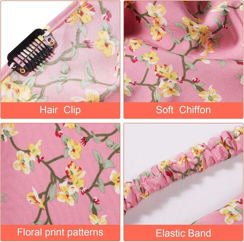 Syhood 9 PS Floral Hair Scarf for Women Headband Bandanas with Clips Vintage Chiffon Triangle Girls Aesthetic Clothes in Saudi Arabia