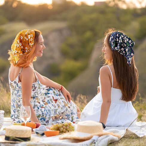 Syhood 9 PS Floral Hair Scarf for Women Headband Bandanas with Clips Vintage Chiffon Triangle Girls Aesthetic Clothes in Saudi Arabia