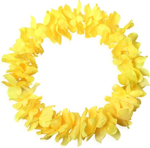 Hawaiian Leis Headband Wristbands Hawaii Tropical Luau Flower Women Necklace Headpiece Hair Bands Hairband Bracelets Beach Summer Pool Wedding Cosplay Birthday Dress Up Party Supplies Yellow in Kuwait