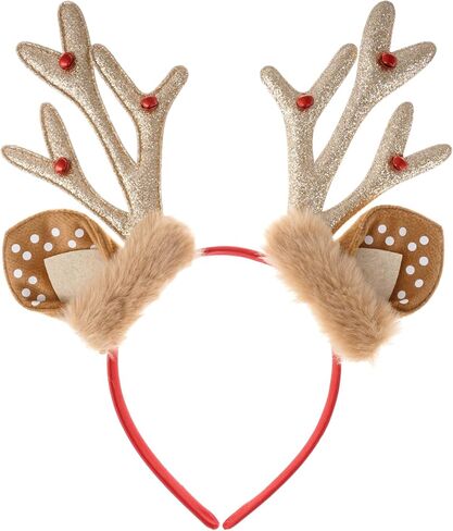 SUMERSHA Christmas Reindeer Antlers Headband Xmas Antlers Headband with Bells Cute Headwear Christmas Party Hair Accessories in Saudi Arabia