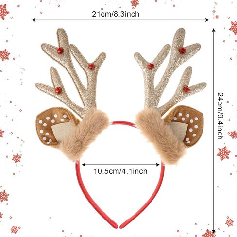 SUMERSHA Christmas Reindeer Antlers Headband Xmas Antlers Headband with Bells Cute Headwear Christmas Party Hair Accessories in Saudi Arabia