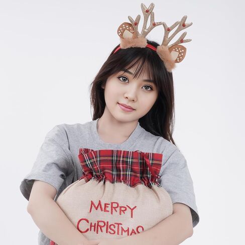 SUMERSHA Christmas Reindeer Antlers Headband Xmas Antlers Headband with Bells Cute Headwear Christmas Party Hair Accessories in Saudi Arabia