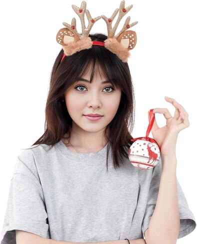 SUMERSHA Christmas Reindeer Antlers Headband Xmas Antlers Headband with Bells Cute Headwear Christmas Party Hair Accessories in Saudi Arabia