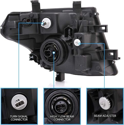 AmeriLite Black Replacement Headlight Set For 05-08 Frontier / 05-07 Pathfinder - Driver and Passenger in Saudi Arabia
