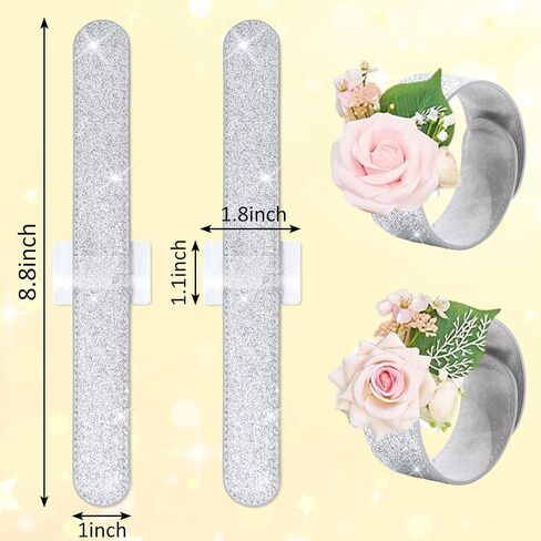 FYSUIMU 36Pcs Wrist Corsage Bracelets Wristlet Band Silver Wedding Bracelet Floral Corsage Slaplets DIY Bridesmaid Accessories for Bridal Shower Party Prom in Saudi Arabia