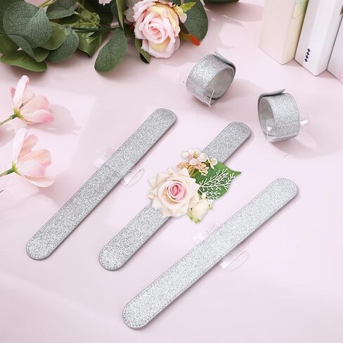 FYSUIMU 36Pcs Wrist Corsage Bracelets Wristlet Band Silver Wedding Bracelet Floral Corsage Slaplets DIY Bridesmaid Accessories for Bridal Shower Party Prom in Saudi Arabia
