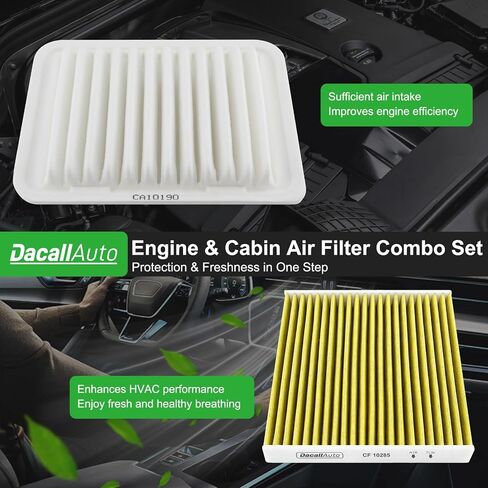 Engine & Cabin Air Filter Set for Toyota Corolla 2009-2019, Corolla 2017-2018, Matrix 2009-2014, Yaris 2006-2018; for Scion IM 2016, XD 2008-2014; for Pontiac Vibe. Replace CF10285 CA10190 in Saudi Arabia