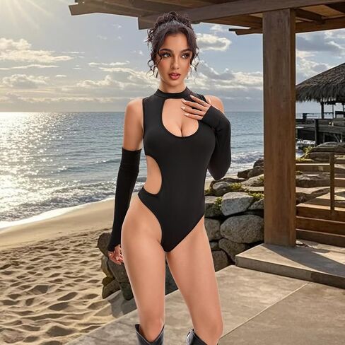 Women's Rave Outfits for Women Festival Sexy Y2K Bodysuit Goth Costume in Saudi Arabia