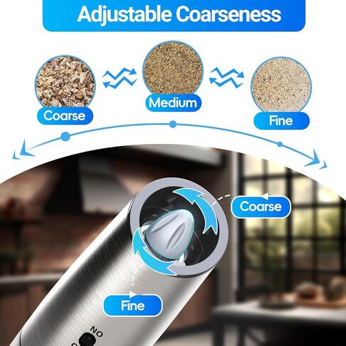 Rechargeable Gravity Electric Salt and Pepper Grinder Set with LED Light, Type-C Fast Charging, Adjustable Coarseness, Large Capacity Grinder for Kitchen, Restaurant & Outdoor, (2 Pack) in Saudi Arabia
