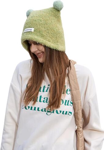 Wander Agio Women Fashion Hat Warm Crocheted Hats Beanies Hand Crochet Fashion Skull Knit Beanie Peculiar Handmade Cute Pom in Saudi Arabia